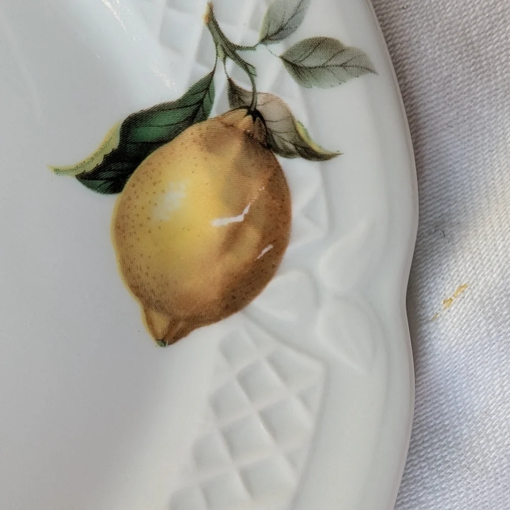 Lourioux Deshoulières France Porcelain Fruit Scalloped Canape Plates - 5